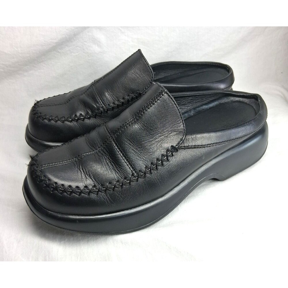 Dansko Madigan Platform Mules Y2k Vintage Black Leather Womens 8.5 - Picture 3 of 7
